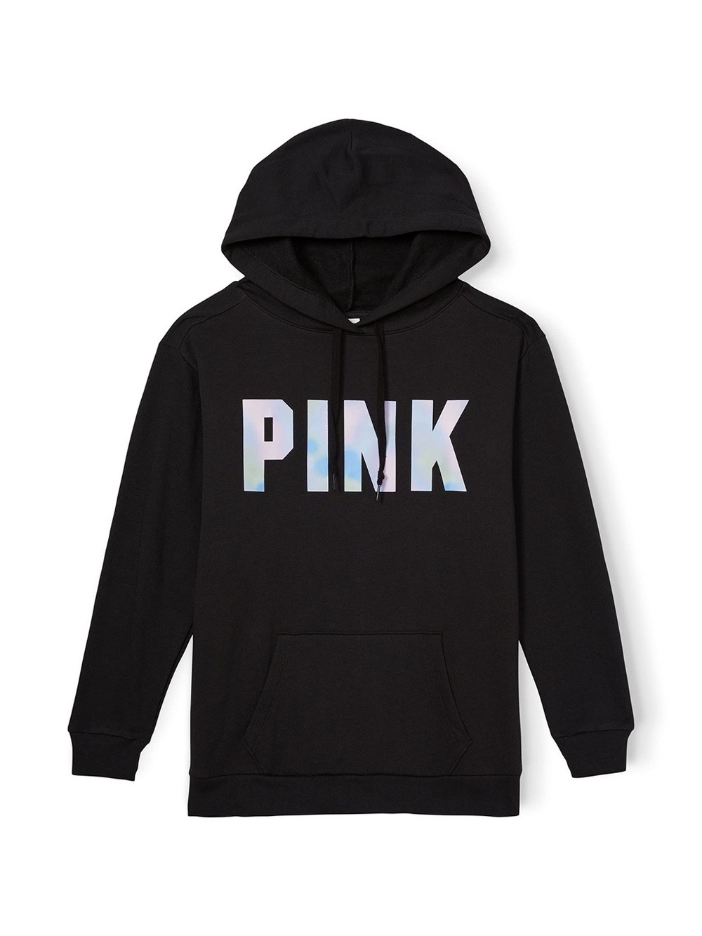VS Victorias Secret PINK Fleece Pullover Campus Black Oversized Hoodie Size XS